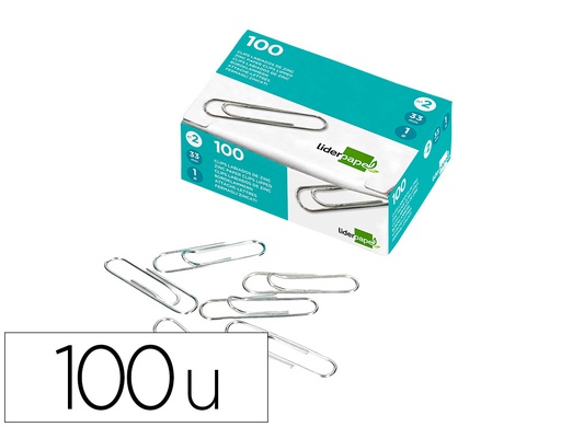 [LI03] CLIPS LIDERPAPEL Nº2 LABIADOS 33 MM CAJA DE 100 UNIDADES