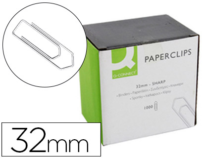 [KF01313] CLIPS NIQUELADOS Q-CONNECT 32 MM CAJA DE 1000 UNIDADES