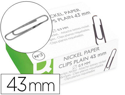 [KF04473] CLIPS NIQUELADOS Q-CONNECT Nº3 43 MM CAJA DE 100 UNIDADES