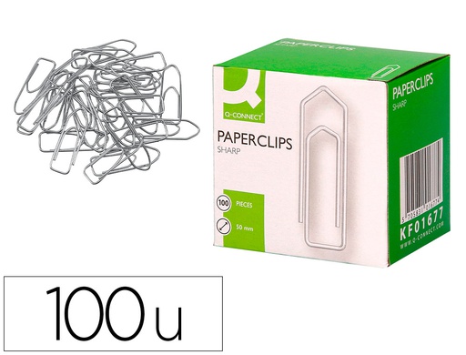 [KF01677] CLIPS NIQUELADOS Q-CONNECT Nº4 50 MM CAJA DE 100 UNIDADES