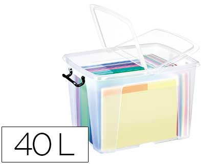 [2006740110] CONTENEDOR PLASTICO CEP 40 LITROS 397X498X329 MM TRANSPARENTE CON TAPA Y CIERRE HERMETICO