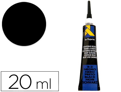 [146164] CONTORNO RELIEVE LA PAJARITA NEGRO R-3 TUBO 20 ML
