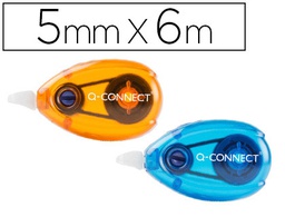 [KF14448] CORRECTOR Q-CONNECT CINTA BLANCO 5 MM X 6 MT - BLISTER DOS UDS NARANJA Y AZUL
