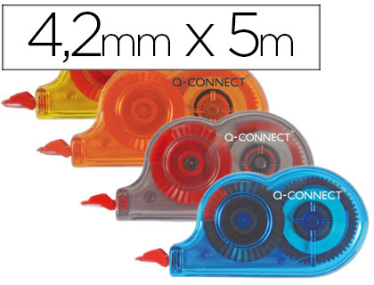 [KF27028] CORRECTOR Q-CONNECT CINTA MINI BLANCO 4,2 MM X 5 MT BOMBONERA DE 28 UNIDADES