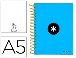 [KD51] CUADERNO ESPIRAL A5 MICRO ANTARTIK TAPA FORRADA 120H 90G LISO CON BANDAS 6 TALADROS COLOR AZUL