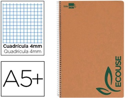 [BB03] CUADERNO ESPIRAL LIDERPAPEL CUARTO ECOUSE TAPA CARTULINA KRAFT 80H PAPEL RECICLADO 80 GRCUADRO 4MM