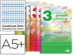 [BC67] CUADERNO ESPIRAL LIDERPAPEL CUARTO PAUTAGUIA TAPA DURA 80H 80 GR CUADRO PAUTADO 3 MM CON MARGEN