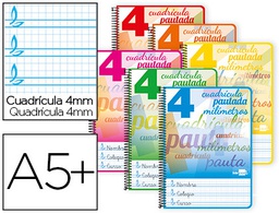 [BC68] CUADERNO ESPIRAL LIDERPAPEL CUARTO PAUTAGUIA TAPA DURA 80H 80 GR CUADRO PAUTADO 4MM CON MARGEN