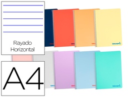 [BF28] CUADERNO ESPIRAL LIDERPAPEL A4 WONDER TAPA PLASTICO 80H 90GR RAYADO HORIZONTAL CON MARGEN COLORES SURTIDOS