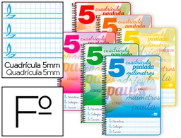 [BF63] CUADERNO ESPIRAL LIDERPAPEL FOLIO PAUTAGUIA TAPA BLANDA 80H 80 GR CUADRO PAUTADO 5MM CON MARGEN COLORES SURTIDOS