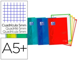 [400138670] CUADERNO ESPIRAL OXFORD EBOOK 4 TAPA EXTRADURA DIN A5+ 120 H MICROPERFORADAS CUADRO 5 MM COLORES VIVOS SURTIDOS