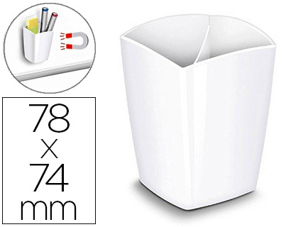 [1005310021] CUBILETE PORTALAPICES CEP BLANCO OPACO PLASTICO MAGNETICO 78X74X95 MM