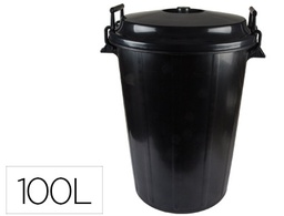 [005248] CUBO DE BASURA CON TAPA NEGRO 100 L PARA BOLSAS 85X105 CM