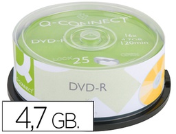 [KF00255] DVD-R Q-CONNECT CAPACIDAD 4,7GB DURACION 120MIN VELOCIDAD 16X BOTE DE 25 UNIDADES