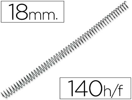[KF04433] ESPIRAL METALICO Q-CONNECT 64 5:1 18MM 1,2MM CAJA DE 100 UNIDADES
