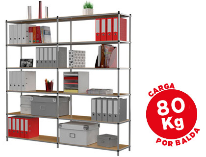 [602DF.02] ESTANTERIA PAPERFLOW METALICA 6 ESTANTES 80 KG POR ESTANTE 200X100X35 CM BASE