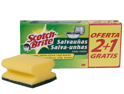 [39] ESTROPAJO SALVAUÑAS SCOTCH BRITE FIBRA VERDE PAQUETE 3X2