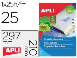 [1215] ETIQUETA ADHESIVA APLI 1215 210X297 MM PARA FOTOCOPIADORA LASER INK-JET CAJA CON 25 HOJAS