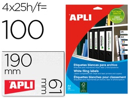 [1233] ETIQUETA ADHESIVA APLI 1233 TAMAÑO 190X61 MM PARA FOTOCOPIADORA LASER INK-JET CAJA 25 HOJAS CON 100