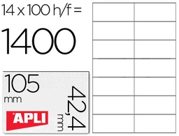 [1277] ETIQUETA ADHESIVA APLI 1277 TAMAÑO 105X42.4 MM -FOTOCOPIADORA -LASER E INKJET-CAJA CON 1400 ETIQUETAS