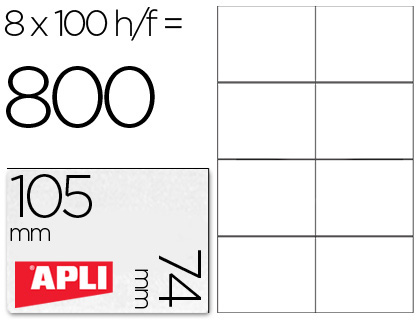 [01279] ETIQUETA ADHESIVA APLI 1279 TAMAÑO 105X74 MM PARA FOTOCOPIADORA LASER INK-JET CAJA CON 100 HOJAS DIN A4