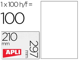 [1281] ETIQUETA ADHESIVA APLI 1281 210X297 MM FOTOCOPIADORA LASER INK-JET CAJA CON 100 HOJAS DIN A4