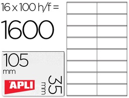 [1287] ETIQUETA ADHESIVA APLI 1287 TAMAÑO 105X35 MM FOTOCOPIADORA LASER INK-JET CAJA CON 100 HOJAS DIN A4
