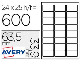 [L7970-25] ETIQUETA ADHESIVA AVERY PARA CONGELADOR BLANCA 63,5X33,9 MM INK-JET LASER FOTOCOPIADORAPACK DE 600 UNIDADES