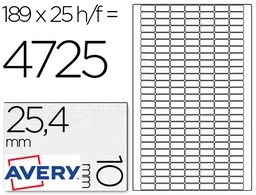 [L4731REV-25] ETIQUETA ADHESIVA AVERY REMOVIBLE TAMAÑO 25,4X10 MM CAJA DE 4725 UNIDADES
