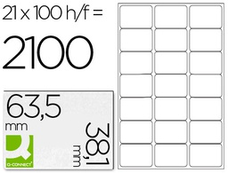 [KF01587] ETIQUETA ADHESIVA Q-CONNECT KF01587 TAMAÑO 63,5X38,1 MM FOTOCOPIADORA LASER INK-JET CAJA CON 100 HOJAS DIN A4