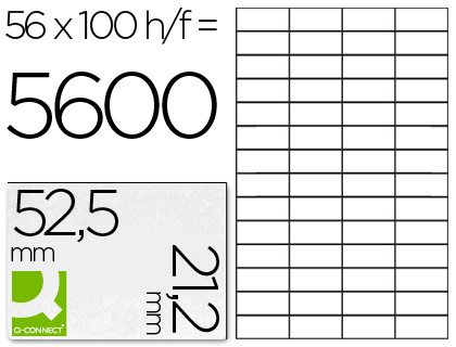 [KF10638] ETIQUETA ADHESIVA Q-CONNECT KF10638 TAMAÑO 52,5X21,2 MM FOTOCOPIADORA LASER INK-JET CAJA CON 100 HOJAS DIN A4