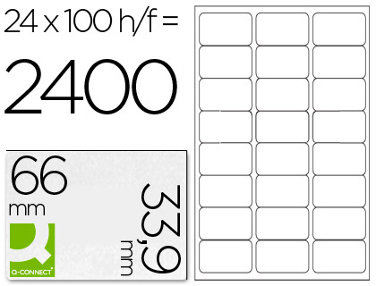 [KF10639] ETIQUETA ADHESIVA Q-CONNECT KF10639 TAMAÑO 66X33,9 MM FOTOCOPIADORA LASER INK-JET CAJA CON 100 HOJAS DIN A4