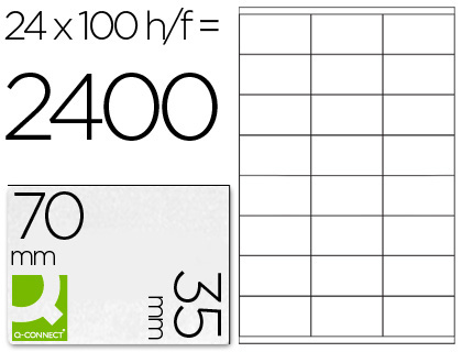 [KF10645] ETIQUETA ADHESIVA Q-CONNECT KF10645 -TAMAÑO 70X35 MM FOTOCOPIADORA LASER INK-JET CAJA CON 100 HOJAS DIN A4