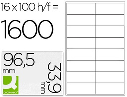 [KF10651] ETIQUETA ADHESIVA Q-CONNECT KF10651 TAMAÑO 96,5X33,9 MM FOTOCOPIADORA LASER INK-JET CAJA CON 100 HOJAS DIN A4