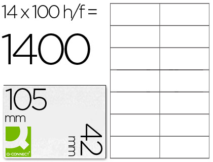 [KF10655] ETIQUETA ADHESIVA Q-CONNECT KF10655 TAMAÑO 105X42 MM FOTOCOPIADORA LASER INK-JET CAJA CON 100 HOJAS DIN A4