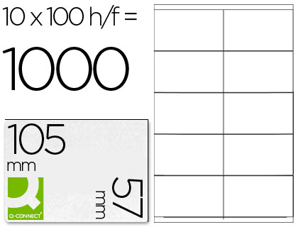 [KF10658] ETIQUETA ADHESIVA Q-CONNECT KF10658 TAMAÑO 105X57 MM FOTOCOPIADORA LASER INK-JET CAJA CON 100 HOJAS DIN A4