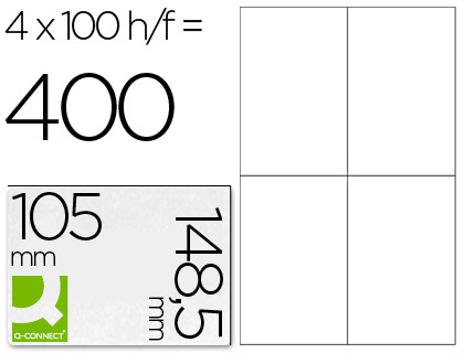 [KF10660] ETIQUETA ADHESIVA Q-CONNECT KF10660 TAMAÑO 105X148,5 MM FOTOCOPIADORA LASER INK-JET CAJA CON 100 HOJAS DIN A4
