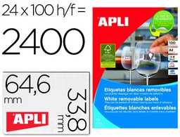 [3056] ETIQUETA ADHESIVAS APLI 3056 TAMAÑO 64,6 X 33,8 MM PARA FOTOCOPIADORA LASER INK-JET CAJA CON 100 HOJAS A-4 REMOVI.