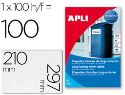 [12121] ETIQUETAS ADHESIVAS APLI 12121 TAMAÑO 210X297 MM POLIESTER RESISTENTE A LA INTERPERIE IMPRESION LASER