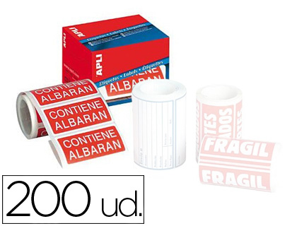 [295] ETIQUETAS APLI CONTIENE ALBARAN 50X100 MM ROLLO CON 200 UNIDADES