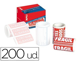 [296] ETIQUETAS APLI FRAGIL 50X100 MM ROLLO CON 200 UNIDADES