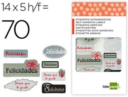 [EF01] ETIQUETA LIDERPAPEL FELICIDADES / DESEO QUE TE GUSTE SOBRE DE 70 UNIDADES