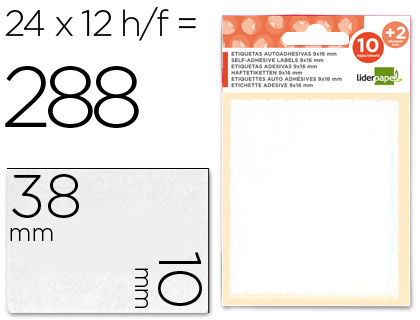 [ET02] ETIQUETAS LIDERPAPEL SOBRE DE 10 H. + 2 H. OBSEQUIO 10X38 MM -21 UNIDADES POR HOJA