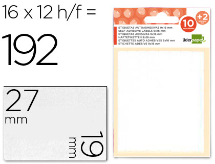 [ET08] ETIQUETAS LIDERPAPEL SOBRE DE 10 H. + 2 H. OBSEQUIO 19X27 MM -16 UNIDADES POR HOJA
