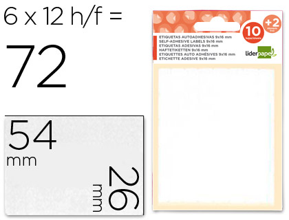 [ET14] ETIQUETAS LIDERPAPEL SOBRE DE 10 H. + 2 H. OBSEQUIO 26X54 MM -6 UNIDADES POR HOJA