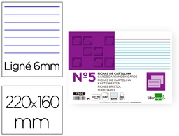 [FR05] FICHA LIDERPAPEL RAYADA Nº5 160X220 MM 180G/M2 PAQUETE DE 100 UNIDADES