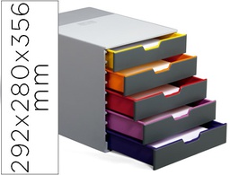 [7605-275] FICHERO CAJONES DE SOBREMESA DURABLE VARICOLOR APILABLES 5 CAJONES PLASTICO 292X280X356 MM