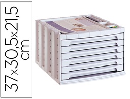 [6006 GS] FICHERO CAJONES DE SOBREMESA ARCHIVO 2000 305X370X215 MM BANDEJA ORGANIZADORA SUPERIOR 6 CAJONES GRIS OPACO