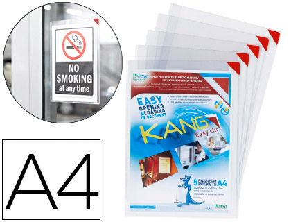 [194770] FUNDA DE PRESENTACION TARIFOLD ADHESIVA REMOVIBLE DIN A4 CON ESQUINA MAGNETICA CAPACIDAD PARA 10 HOJAS PACK 5 UNIDADES