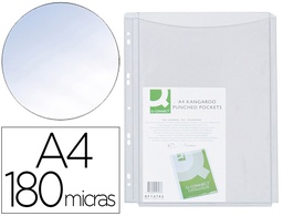 [KF00138] FUNDA MULTITALADRO Q-CONNECT CON FUELLE DIN A4 PVC 180 MC BOLSA DE 5 UNIDADES